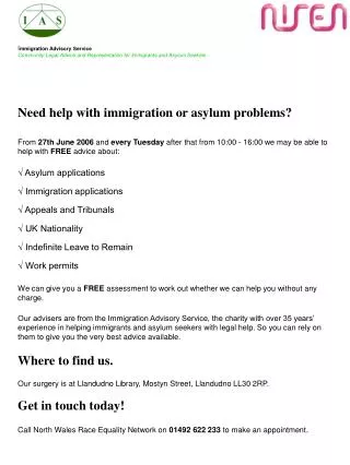 Need help with immigration or asylum problems?