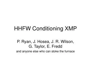 hhfw conditioning xmp