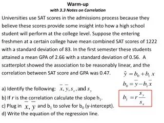 Warm-up with 3.3 Notes on Correlation