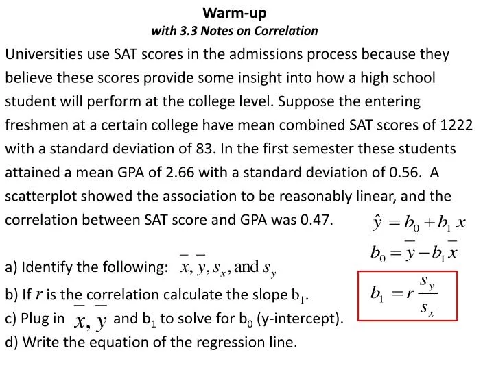 warm up with 3 3 notes on correlation
