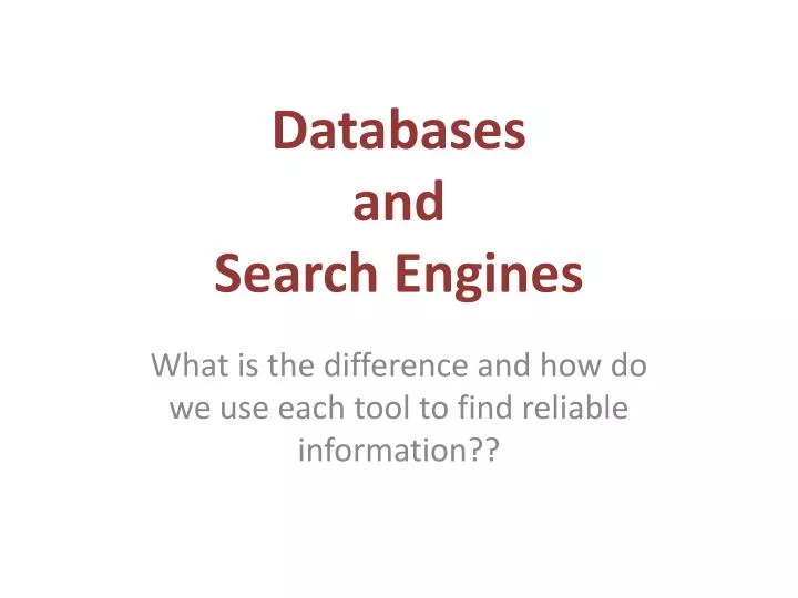 databases and search engines