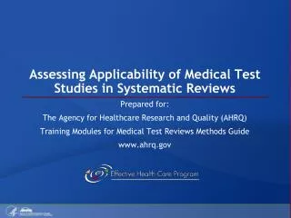 Assessing Applicability of Medical Test Studies in Systematic Reviews