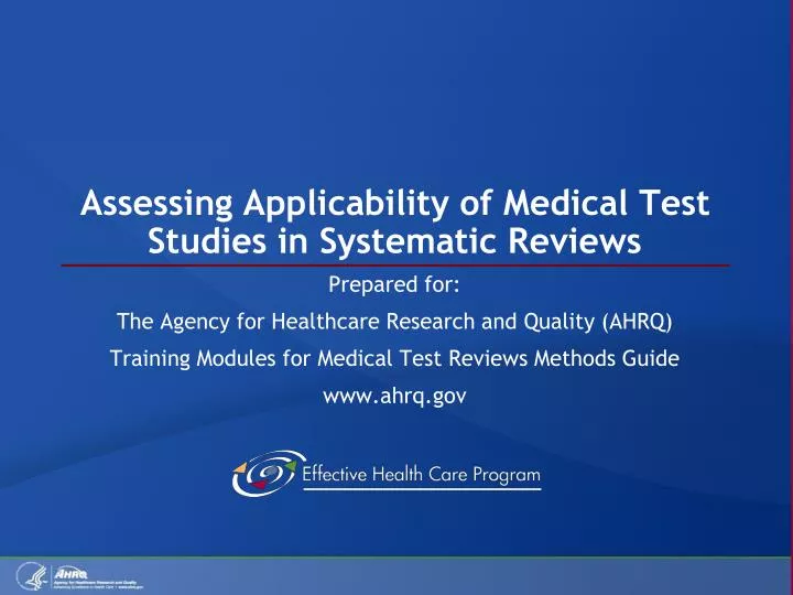 assessing applicability of medical test studies in systematic reviews