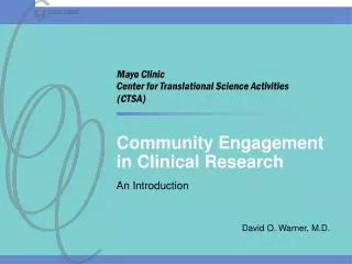 Community Engagement in Clinical Research