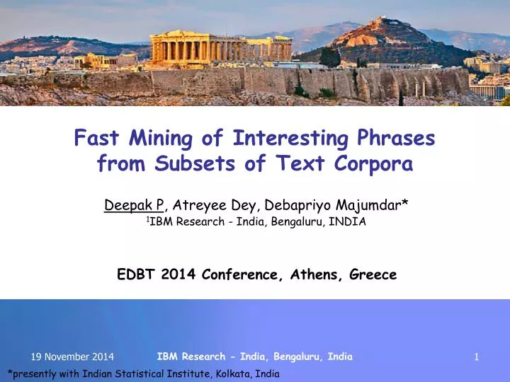 fast mining of interesting phrases from subsets of text corpora