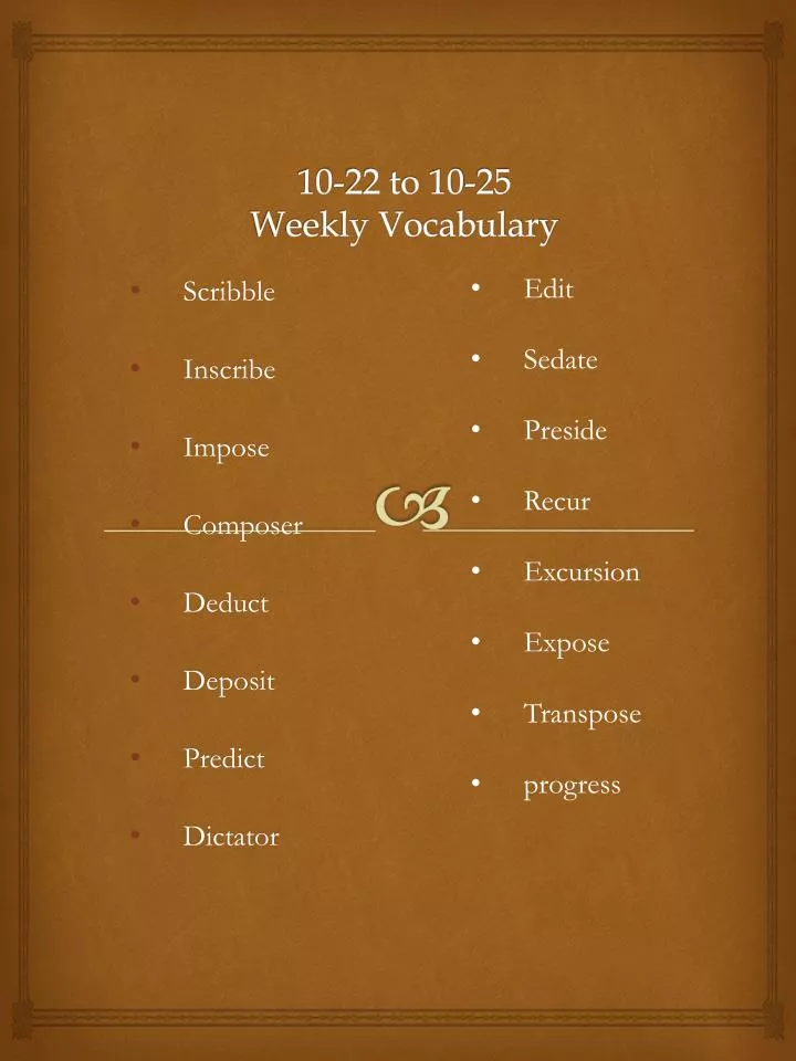 10 22 to 10 25 weekly vocabulary