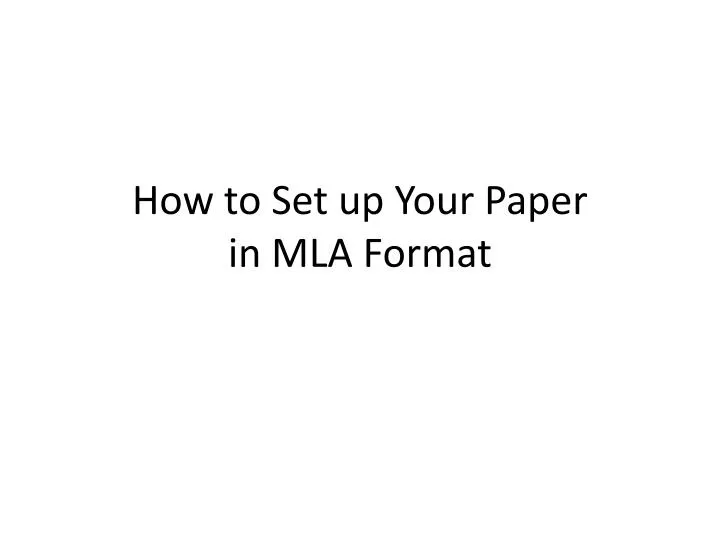 how to set up your paper in mla format