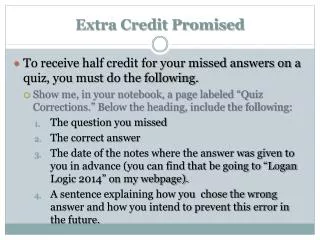 Extra Credit Promised