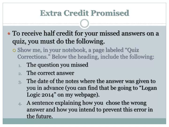 extra credit promised