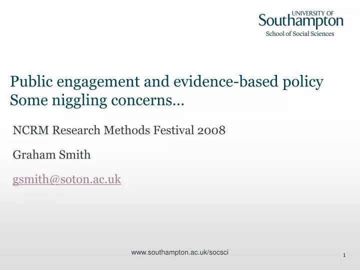 public engagement and evidence based policy some niggling concerns