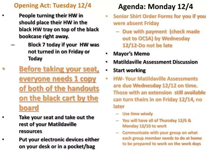 agenda monday 12 4