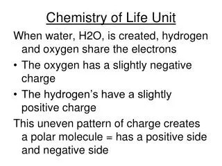 Chemistry of Life Unit
