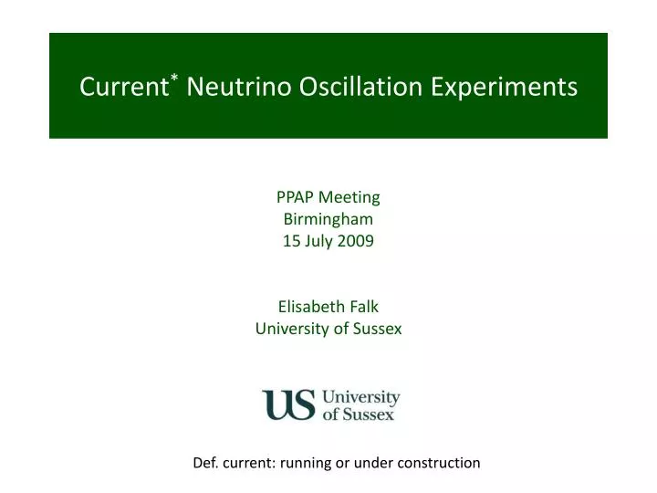 current neutrino oscillation experiments