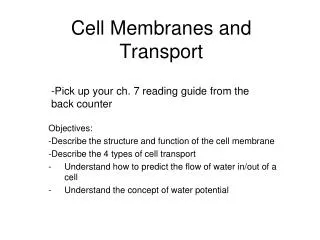 Cell Membranes and Transport
