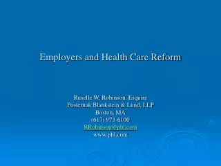 Employers and Health Care Reform