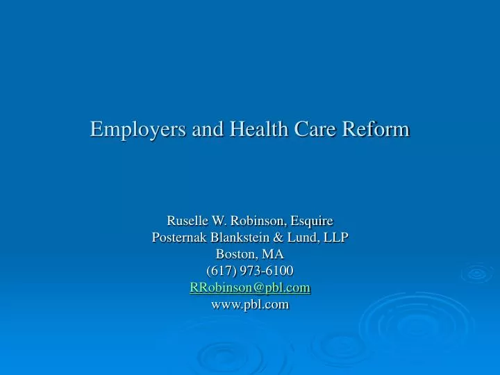 employers and health care reform