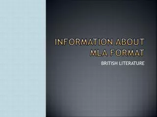 Information about mla format