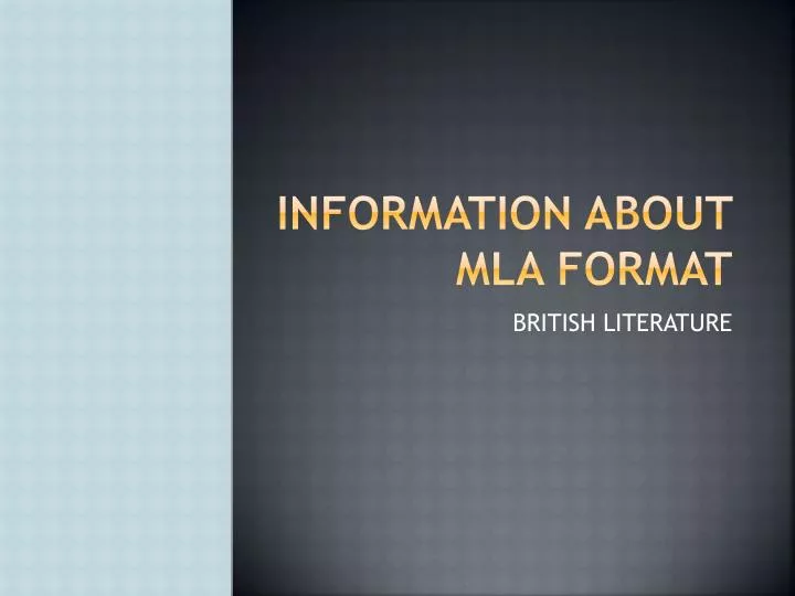 information about mla format