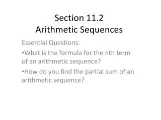 Section 11.2 Arithmetic Sequences