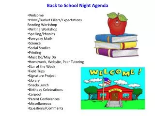 Back to School Night Agenda