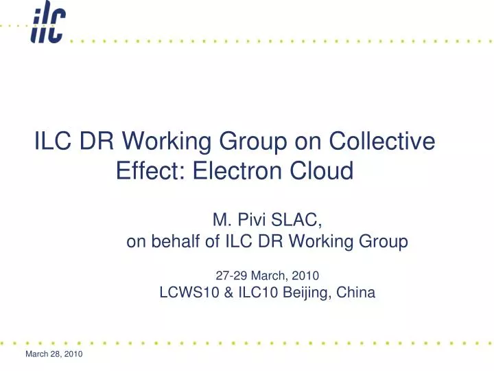ilc dr working group on collective effect electron cloud