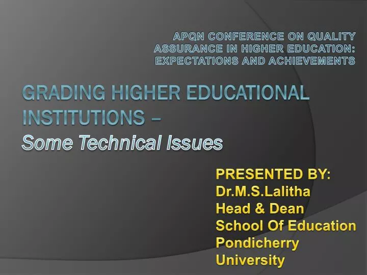 apqn conference on quality assurance in higher education expectations and achievements