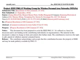 Project: IEEE P802.15 Working Group for Wireless Personal Area Networks (WPANs)