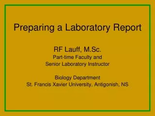 Preparing a Laboratory Report