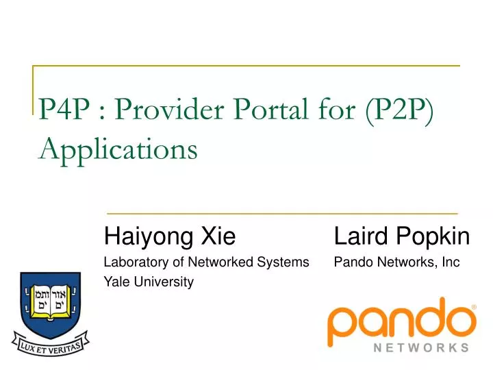 p4p provider portal for p2p applications