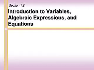 Introduction to Variables, Algebraic Expressions, and Equations