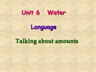 Unit 6 Water