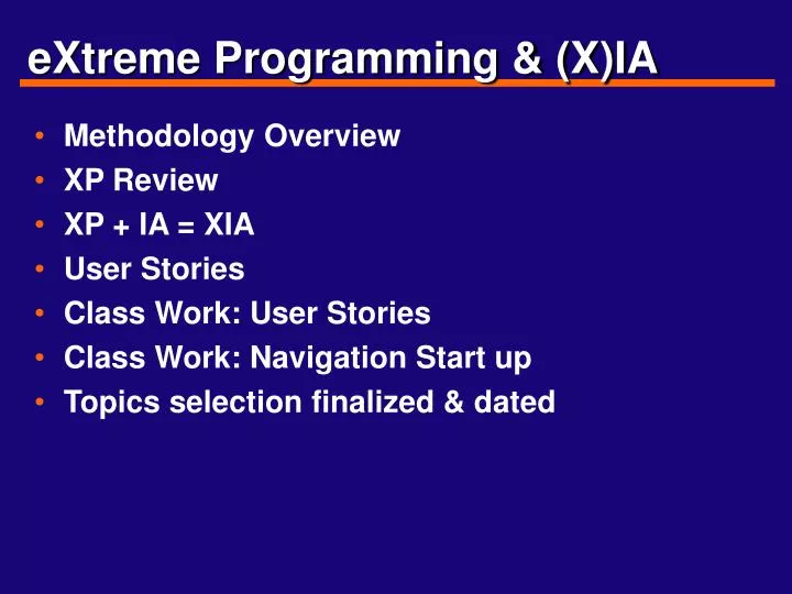 extreme programming x ia