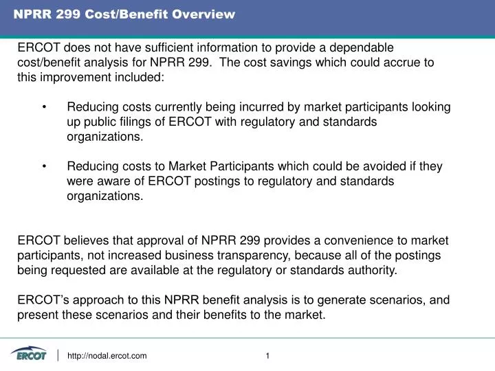 nprr 299 cost benefit overview