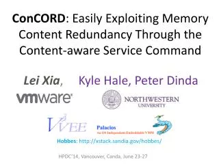 ConCORD : Easily Exploiting Memory Content Redundancy Through the Content-aware Service Command
