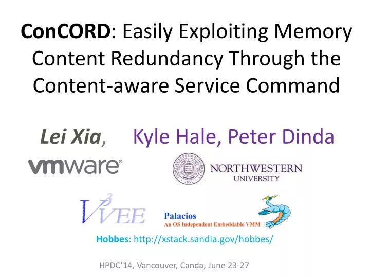 concord easily exploiting memory content redundancy through the content aware service command