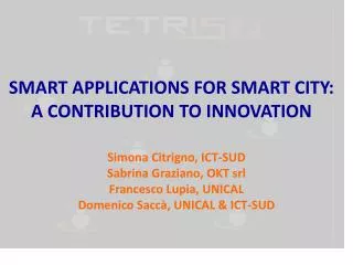 SMART APPLICATIONS FOR SMART CITY: A CONTRIBUTION TO INNOVATION