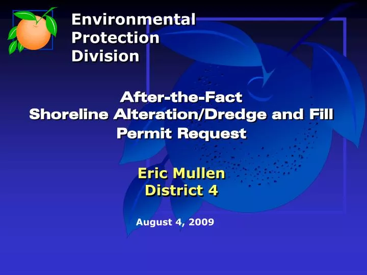 after the fact shoreline alteration dredge and fill permit request eric mullen district 4