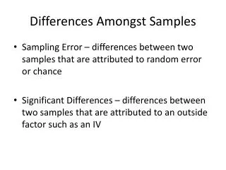 Differences Amongst Samples