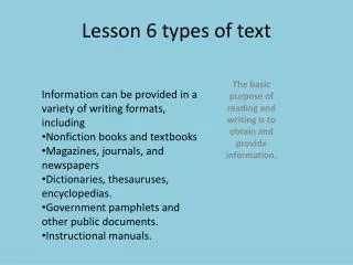 Lesson 6 types of text