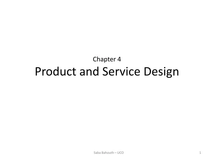 chapter 4 product and service design