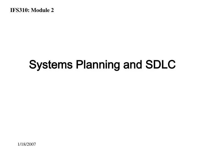 systems planning and sdlc