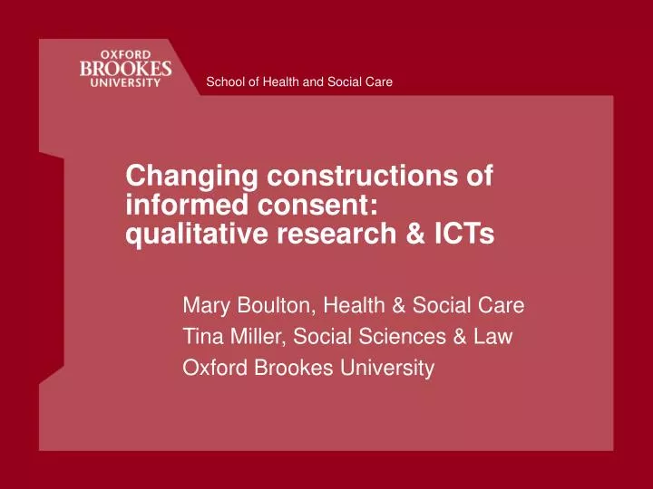 changing constructions of informed consent qualitative research icts