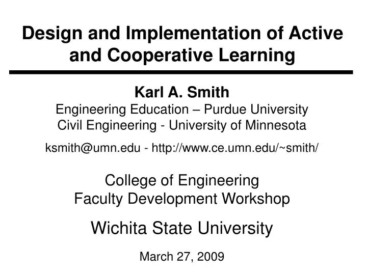 design and implementation of active and cooperative learning