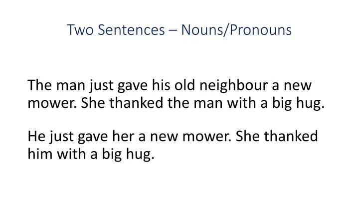 two sentences nouns pronouns