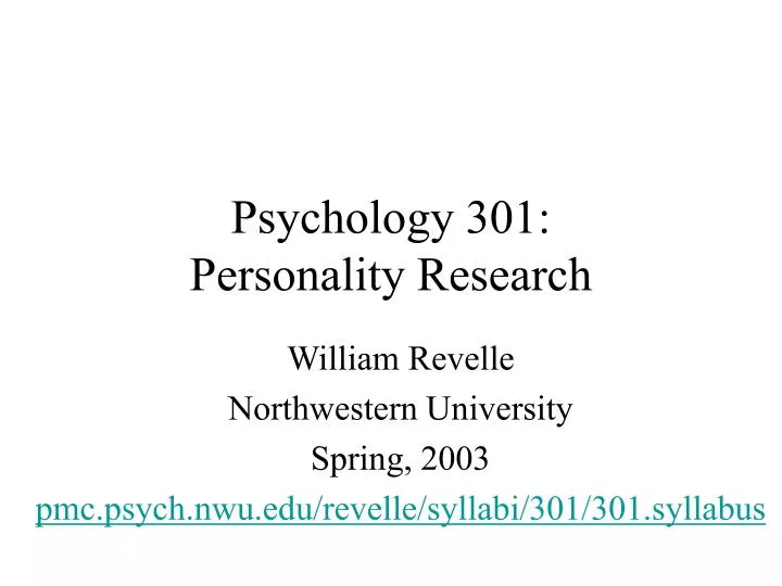 psychology 301 personality research