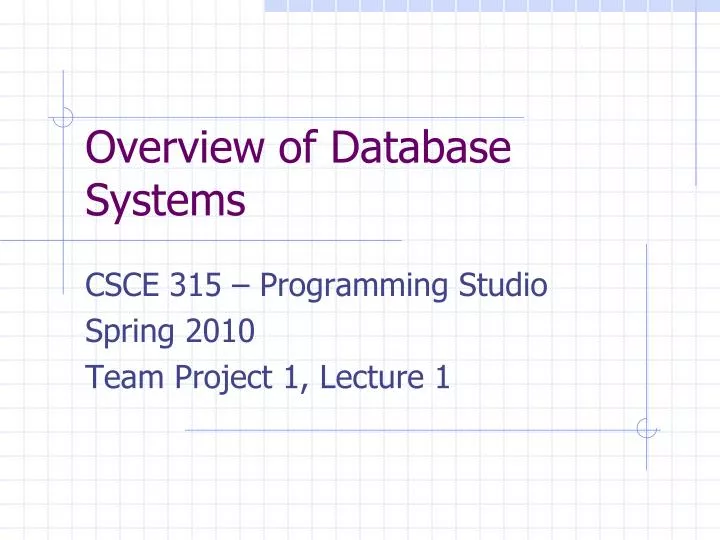 overview of database systems