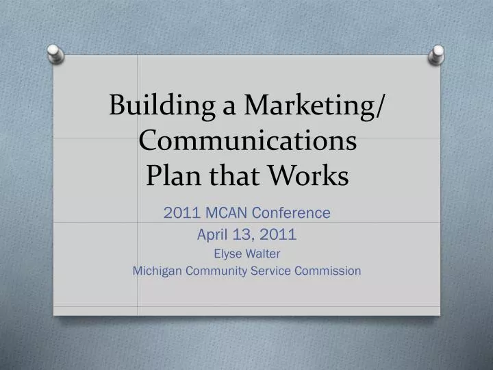 building a marketing communications plan that works
