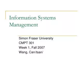 Information Systems Management