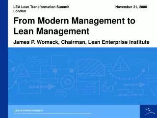 From Modern Management to Lean Management