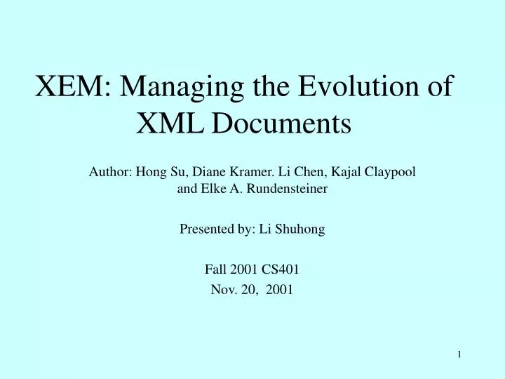 xem managing the evolution of xml documents